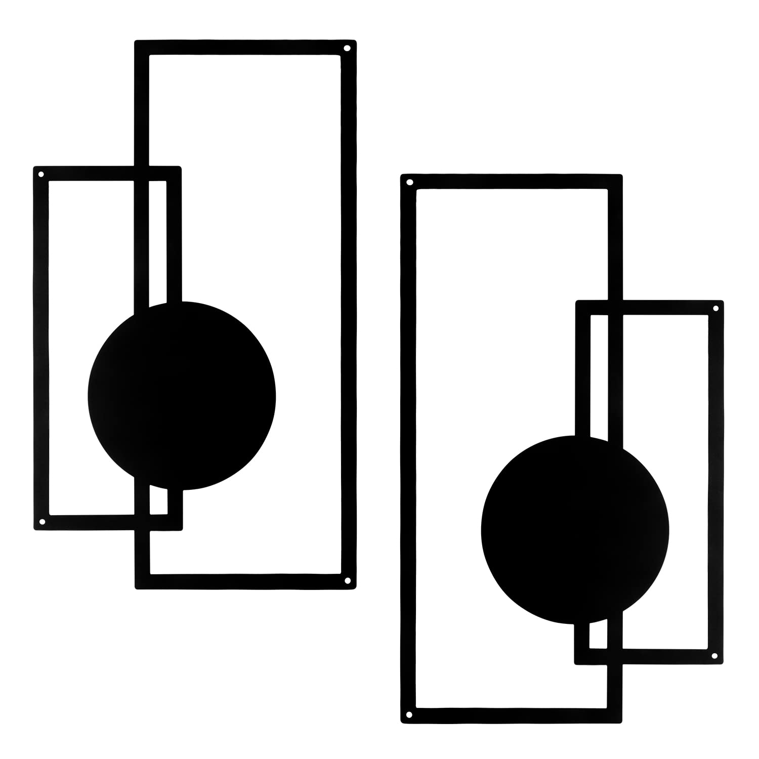 YiYa 2 Pcs Metal Wall Decor Black Geometric Metal Minimalist Wall Decor Vertical Abstract Wall Art Modern Geometric Wall Hanging for Home Living Room Bedroom (Geometric)