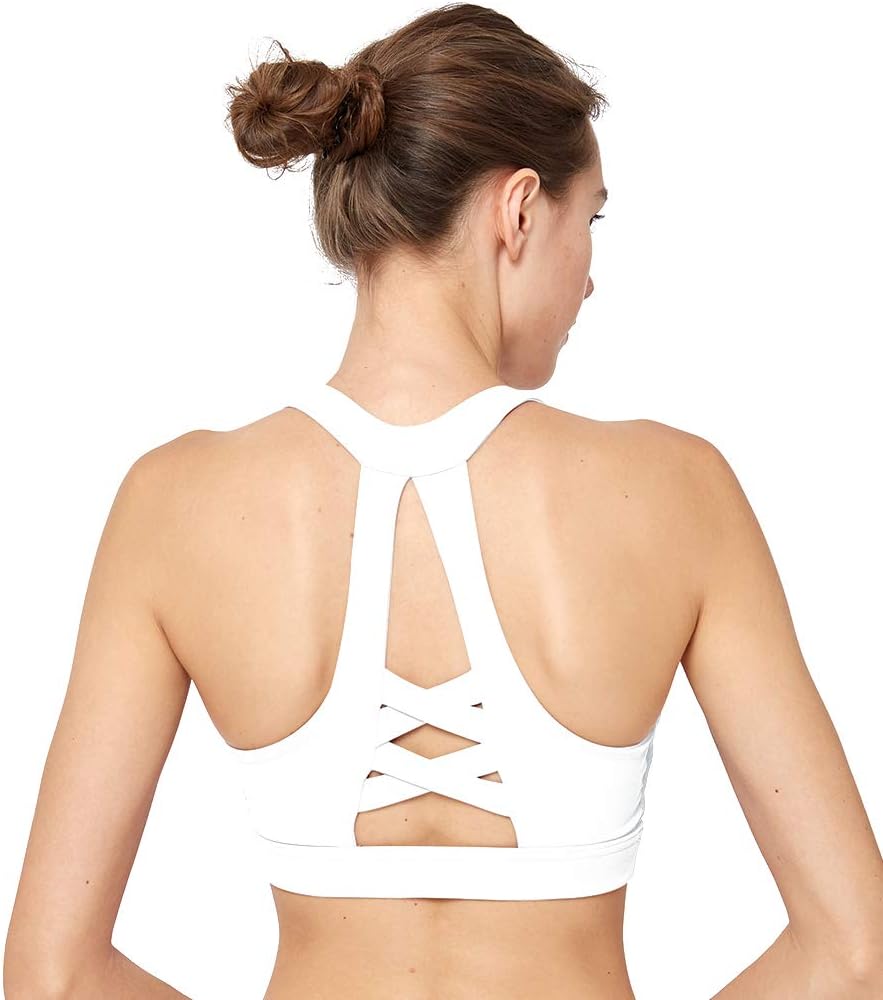 Women High Impact Padded Support Strappy Active Workout Running Gym Crossover Sports Bra …
