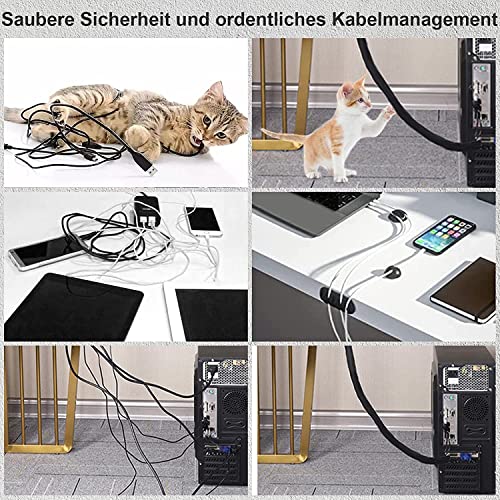181pcs Cable Management Kits, 100 Fastening Cable Ties with 4 Wire Organizer Sleeve, 10pcs and 2 Roll Self Adhesive ties 35 Wire Clips, 10+15 Desktop Cable Holder for TV Office Home Electronics