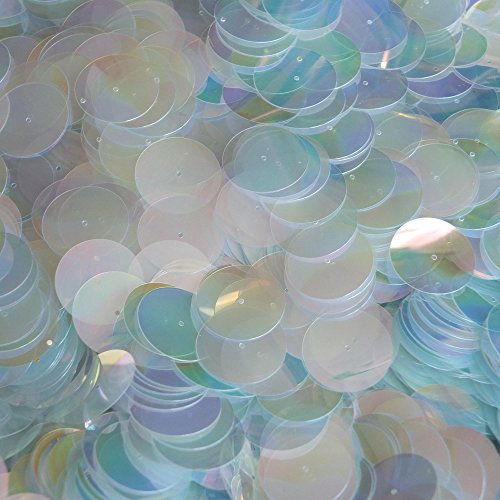 20mm Flat Round Sequin Paillettes Center Hole ~ Crystal Iris Rainbow ~ Loose sequins for embroidery, bridal, applique, arts, crafts, and embellishment. Made in USA.