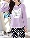 MyFav Big Girls Heart-Shape Sleepwear Novelty Cat Pajama Set Comfortable Bottoms