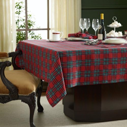 Lauren Home Red Tartan Tablecloth-festive ! Choose 6i0 " X 120 " or 60" X 102" Oblong Rectangular