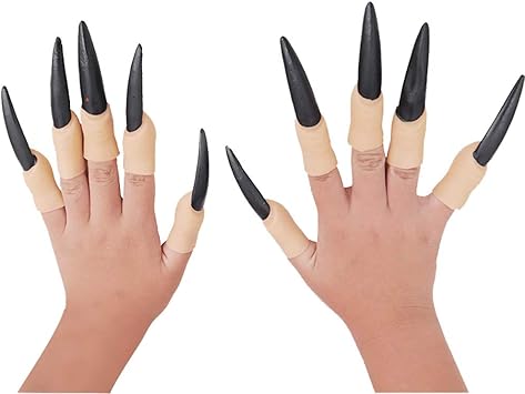 10pcs Simulation Zombie Witch Fake Finger Nails Halloween Party Trick Props Black Amazon Co Uk Toys Games