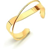 14K Gold Plated Chunky Cuff Bracelet for Women | Non Tarnish Open Bangle | Irregular Winding Design Jewelry Gift for Women