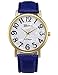 Retro Womens Watches COOKI Clearance Quartz Female watches on Sale Comfortable Leather Lady Watches-H66 (Blue)