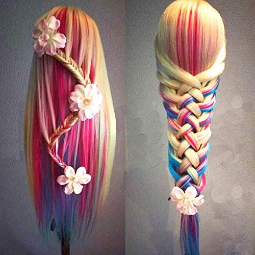 Beauty Star 29 Inch Colorful Mannequin Head with 100% Syntheic Hair Professional Bride Hairdressing Cosmetology Doll Head Training Head Free Stand holder + Practice Tools