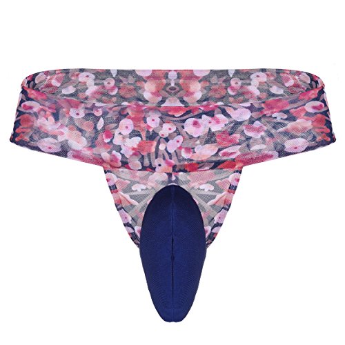 CHICTRY Men's Cheeky Floral Sissy Pouch Panties Crossdress Lingerie (Medium(Waist:28.0-51.0"/72-130cm), Flower Print Patchwork)