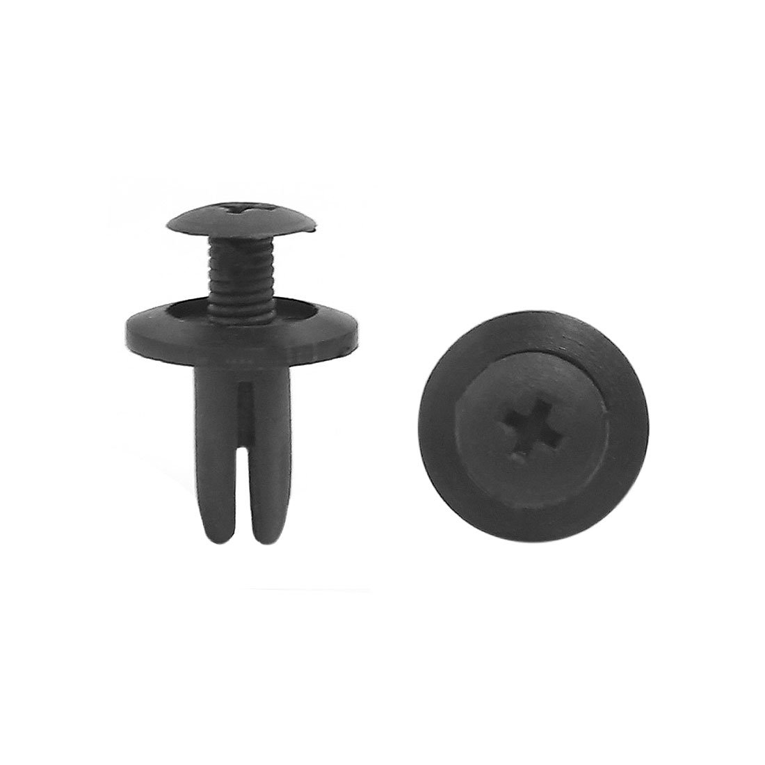 sourcingmap 10pcs Black Car Bumper Door Trim Clips 6mm Hole Plastic Push in Rivets Fastener