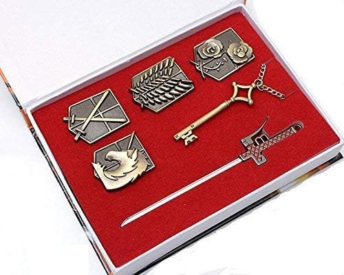 Memory meteor Attack on Titan Shingeki No Kyojin Badge Weapons Key Necklace Pendant Set (Molded)