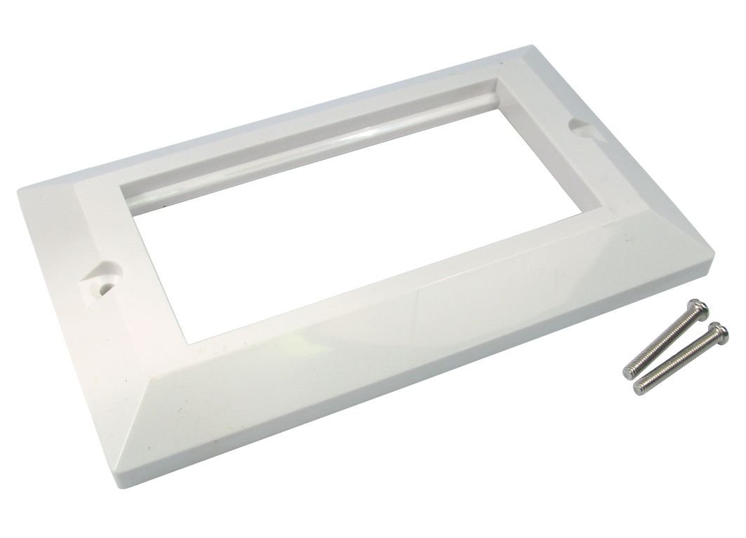 World of Data - Four Port Faceplate - UK Type dual gang faceplate - 85mm x 145mm - Space for four modules - Screws supplied - White 2 PACK