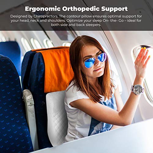 Red Suricata 2 Travel Contour Pillows & Double Pillowcase Bundle – Compact Therapeutic Memory Foam Travel Pillow - Bamboo Cover – 3 Firmness Levels - Connect 2 for Full Size Pillow (Regular)