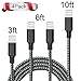 Akaho Lightning Cable,iPhone Cable iPhone Charger 4Pack 3FT 6FT 6FT 10FT Extra Long Nylon Braided Cord to USB Charging for iPhone 7/7 Plus/6/6 Plus/6S/6S Plus,SE/5S/5,iPad,iPod Nano 7 (Black+White)