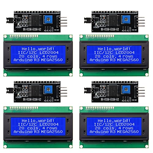 Weewooday 8 Pieces IIC/ I2C/ TWI LCD Serial Interface Adapter and LCD Module Display Blue Backlight Compatible with Arduino R3 MEGA2560 (LCD 2004 20 x 4, Blue)
