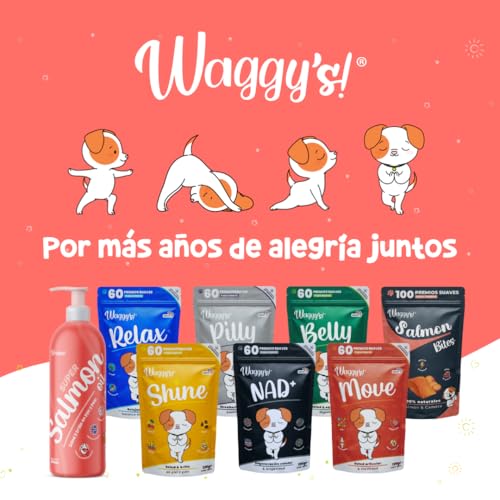 Waggys Bites | Premios para Perro Naturales | Suaves, Sin Granos, Altos en Proteína | Camote y Salmón | Ricos y Deliciosos | Snack Saludable para Mascotas | Ideal para Entrenamiento | 100 Soft Chews