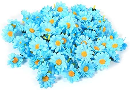 Hatime Decoration 300PCS Artificial Gerbera Daisy Fabric Flower Head Wedding Party DIY Decoration Craft(Light Blue)