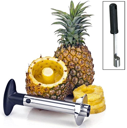 Pineapple Corer and Apple Corer - Pineapple Corer Slicer Peeler Stainless Steel , 3 in 1 Tool , Get a Set of 2 Items All Together!