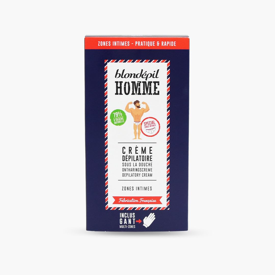 BLONDEPIL HOMME Depilatory Cream and Scrub Glove Intimate Zone Extra for Sensitive Skin, 100 ml - Lot of 2