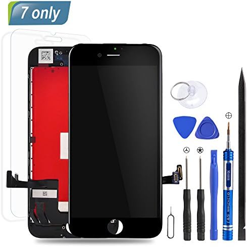 Mobiizoo LCD Display Screen Digitizer Frame Replacement for iPhone 7 Black,with Durable Sensitive Clear Polarized 3D Touch Screen Free Repair Tool Kit Screen Protector for Easy Install 4.7 inch
