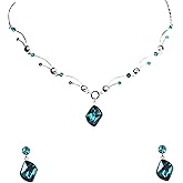 Faship Gorgeous Premium Rhinestone Crystal Floral Necklace Earrings Set