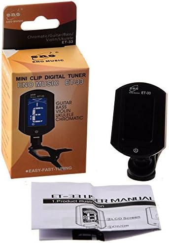 YTYCJSFH ET-33 - Digital chromatic tuner with clamp for guitar, bass, violin, viola, cello, ukulele, black color