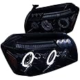 Spec-D Tuning 2LHP-MAG05G-TM Dodge Magnum Glossy Black Dual Halo Projector LED Smoke Headlights