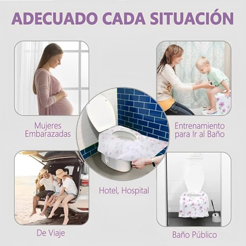 KFBGKKF 50 Piezas Tapas de Inodoro Desechables, Fundas de Toilet Seat Cover Desechables, Más Grande, para Viajes, Más Grueso e Impermeable, Paquete Individual para Viajes, Baños Públicos (50)