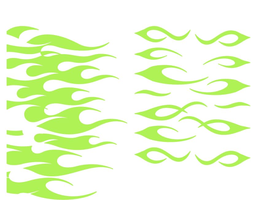 Custom Made Flames Decal Sticker Fits Guitars & Basses. Colour Options Available. (Apple Green)