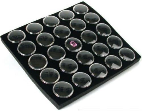 25 Black Foam Gem Jars Gemstone Storage Display Tray Insert by FindingKing