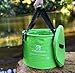 Premium Collapsible Bucket By Freegrace - Compact Portable Folding Water Container - Lightweight & Durable - Includes Handy Tool Mesh Pocket (Green(Upgraded), 23L (Lid))