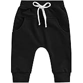 SAYOO Toddler Baby Boys Harem Pants Drawstring Terry Active Joggers Pants Cotton Pull-on Crawling Toddler Fall Sweatpants