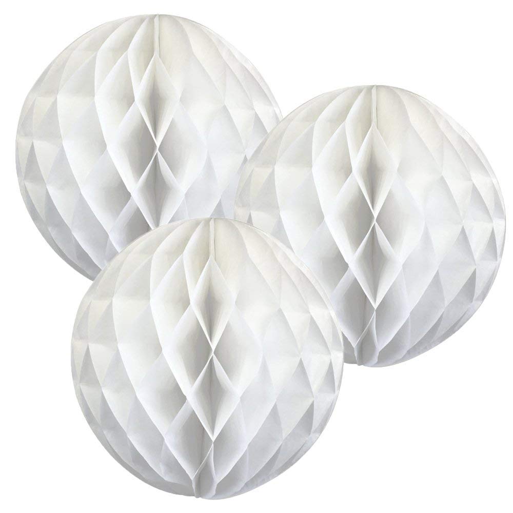 Paper Honeycomb Balls (Pack of 3) Christmas Tree Decorations Birthday Wedding Baby Shower (2" (5cm), White)