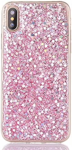 iPhone X Case Spark Glitter Shine Bright Star Clear Soft TPU Cover for iphone 10 5.8 (Bright Pink)