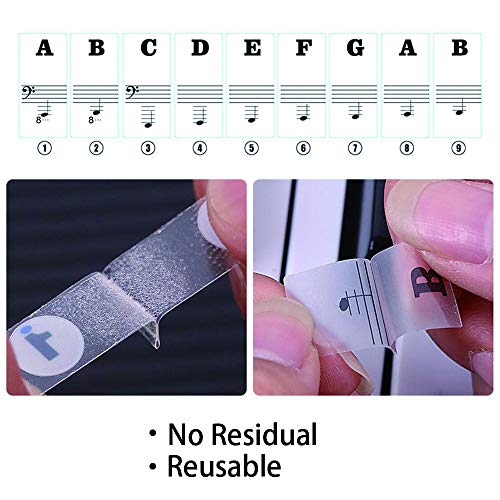 BIGTEDDY - Piano Stickers for 37/49/54/61/88 Key Keyboards - Tranparent Removable Labels for Kids Beginner Learning Music Note Suitable all Brands - Thumbnail 6