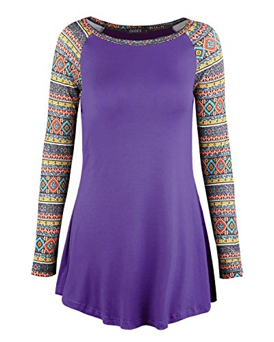 Ouges women patchwork bohemia sleeve tunic tops casual …