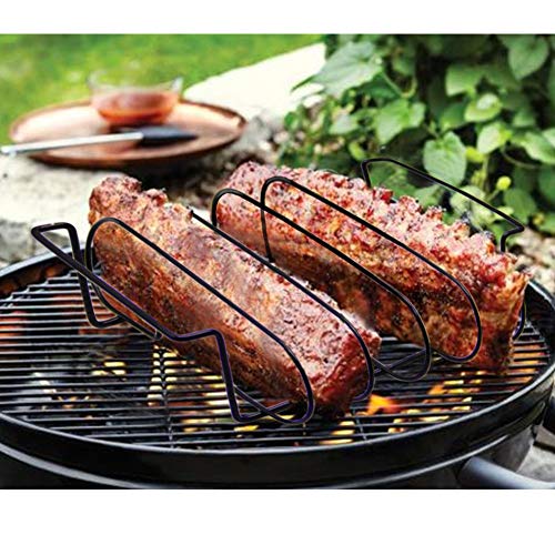Luluhome Grill Rib Rack, Nonstick Rib Holder for Smoker Stainless Steel