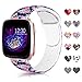 Sunnywoo Compatible with Fitbit Versa/Versa Lite Edition Bands, Soft Silicone Fadeless Floral Pattern Printed Strap Replacement Wristband Fitbit Versa Smart Fitness Watch for Women Men, Large Small