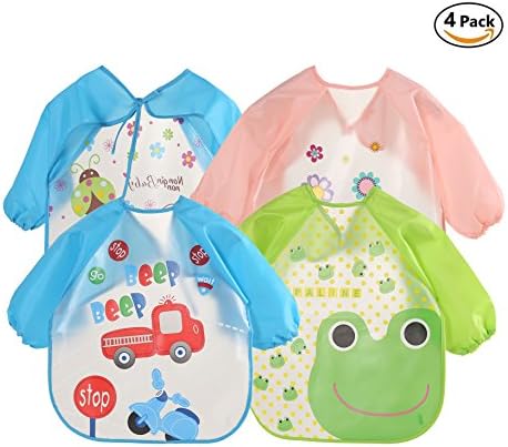 Lolitarcrafts Bibs with Sleeves-EVA Baby Bib-Waterproof Unisex Waterproof Long Sleeved Bib-Versatile Patterns and Color-Easy to Wash Plus Longer Durability Guarantee