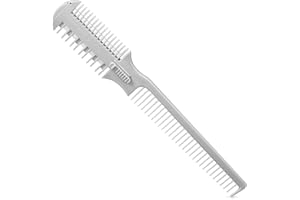 Dual Side Hair Thinning Comb Cutter - Double Edge Removal Tool With Blade for Cutting Styling - Silver