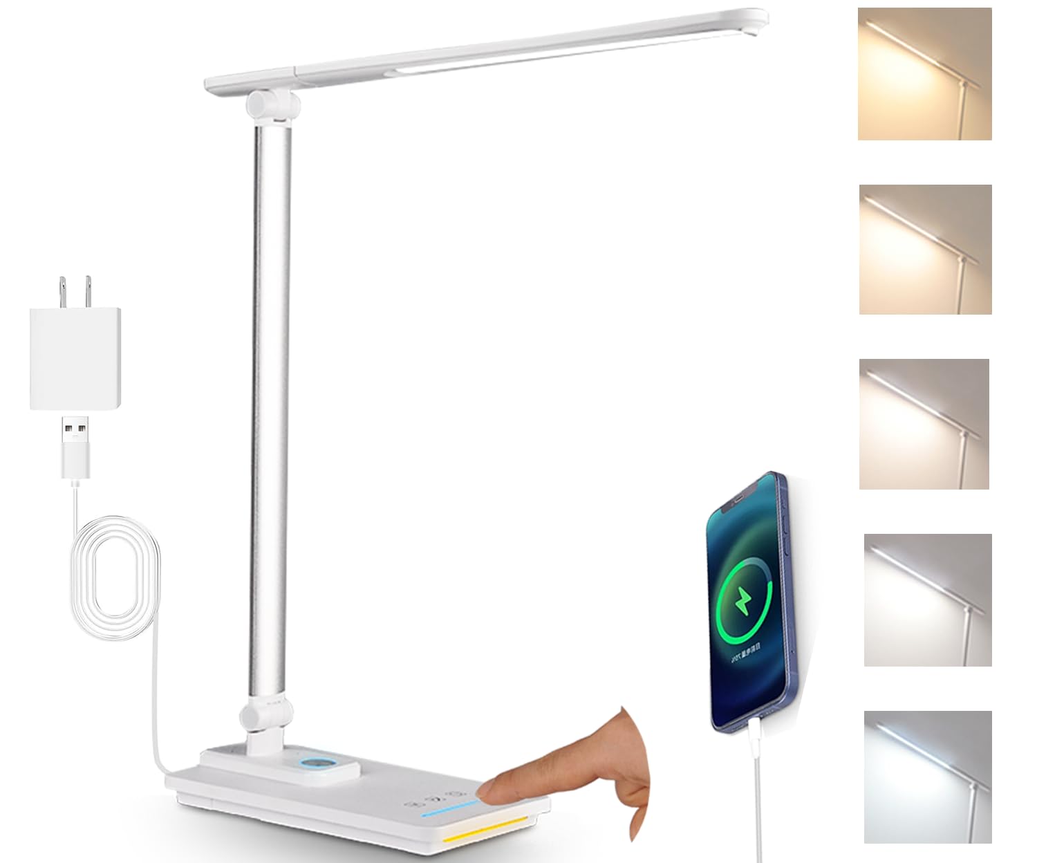 Photo 1 of TECHNOVA LED Desk Lamp with 5 Color Temperatures | Sliding Stepless Dimming & One-Touch Timer | Foldable & Portable Design for Office/Study/Nail Art | Four-Axis Rotation for Small Desks