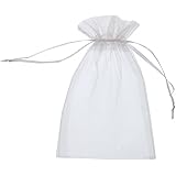 SumDirect 100Pcs 5x7 inches Sheer Drawstring Organza Jewelry Pouches Wedding Party Christmas Favor Gift Bags (White)