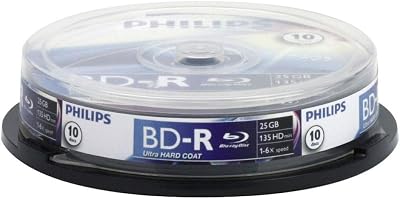Philips BD-R Recordable Blu-ray Discs 25GB 6x SP Spindle 10 Pack