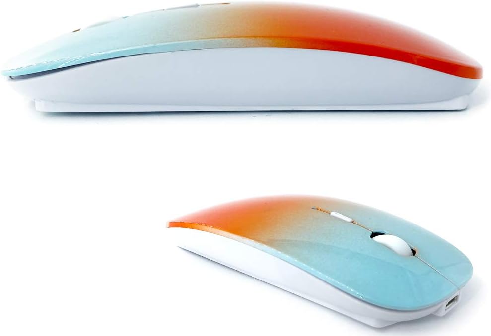Rechargeable Bluetooth Mouse for MacBook pro/MacBook air/Laptop/iMac/ipad, Wireless Mouse for MacBook pro MacBook Air/iMac/Laptop/Notebook/pc (BT/A Blue-Orange)