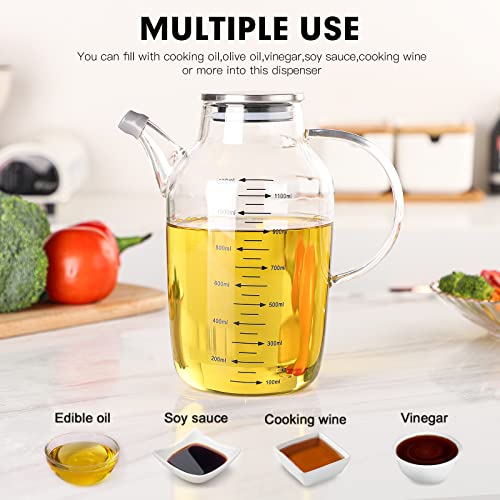 ZDZDZ Large Glass Cooking Oil Bottles 1200ML/40 Ounce Oil and Vinegar ...