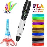 Christmas Gifts 3D Pen with LCD Screen, DigiHero Toys for Kids 3D Pen with 1.75mm PLA Filament Pack of 12 Different Colors, Each Color 10 Feet, 3D Print Pen is Perfect Gift for Kids, Adults