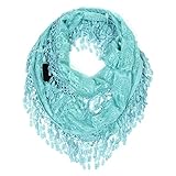 Scarfand's Delicate Lace Infinity Scarf with Teardrop Fringes