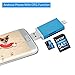 Fixget Memeory Card Reader, 3 in 1 SD/TF Micro SD Card Reader USB Adapter With Lightning, USB & Micro USB Interfaces, External Storage Memory Expansion for Android Device/Mac/PC/iPhone/iPad/IOS, Blue