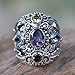 NOVICA Artisan Handmade Amethyst Blue Topaz Cocktail Ring Balinese Silver Sterling Citrine Multigem Multicolor Stone Indonesia Animal Themed 'Butterfly Queen'