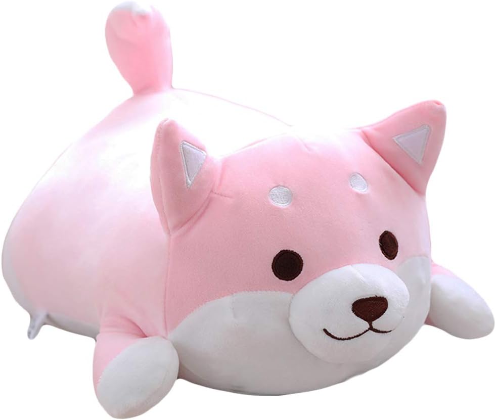 elfishgo Corgi Dog Plush Toys Creative Corgi Dog Butt Shaped Plush Soft Pillows 36cm (Pink)