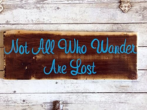 Inspirational Motivational Wooden Sign Quotes Family Living Room Home Wall Hanging Decor, Not All Who Wander Are Lost, Turquoise