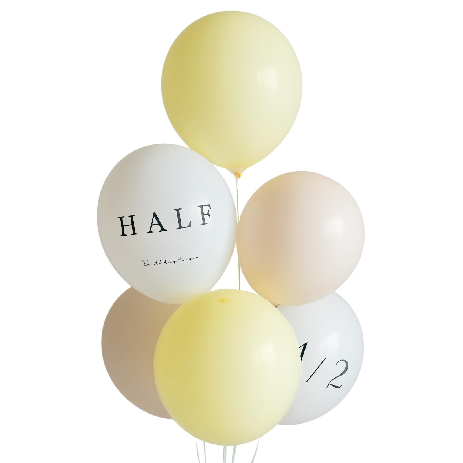 Hanamei ハナメイ ハーフバースデー 飾り付け 1/2 ハーフ ハーフ対応 HALF ニュアンス カラー レターバルーン HAPPY BIRTHDAY 風船 飾り くすみ 男 女 装飾 フォトブース (バルーン ハニーレモン) の商品画像